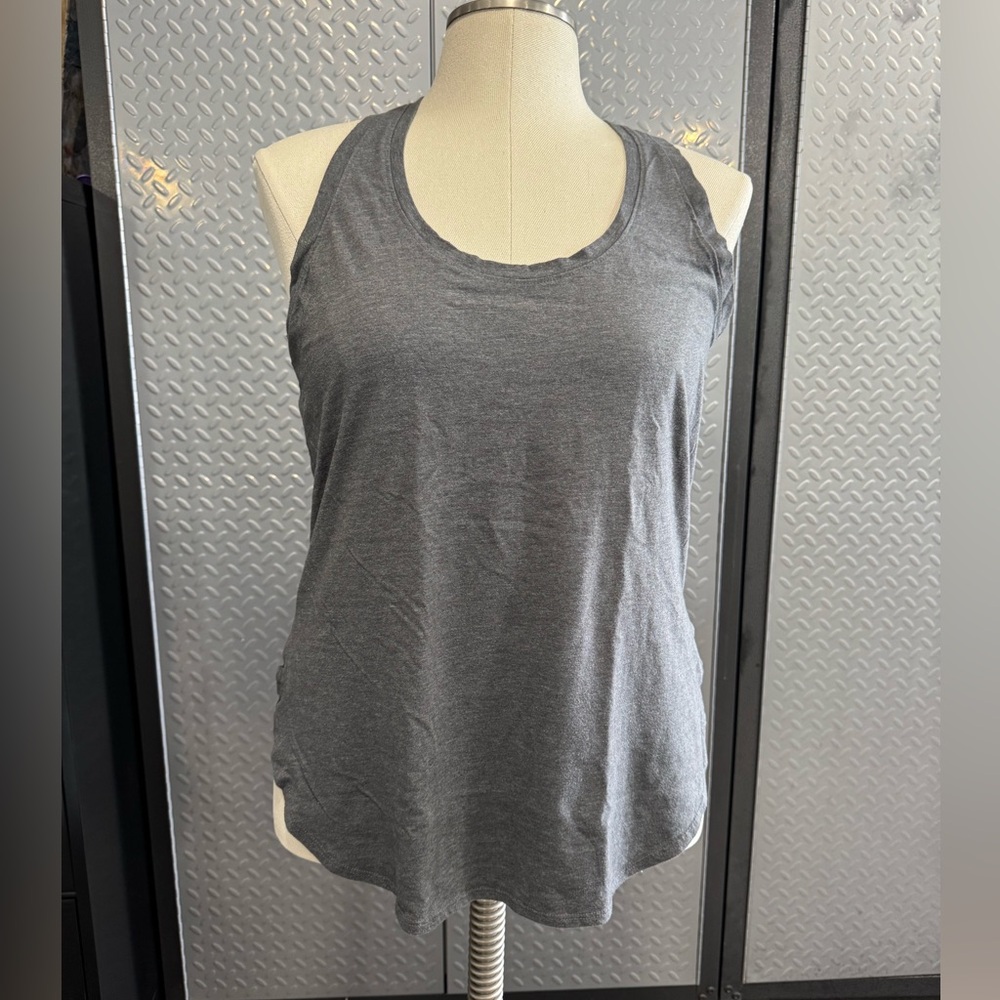 Fabletics Gray Racerback Tank Top with side cutout detail